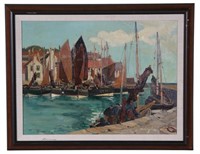 DAVID MARTIN OIL ON CANVAS MEDITERRANEAN HARBOR