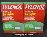 2 Tylenol Sinus Severe 24 Caplets per package