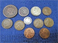 estate coins lot (lg cent-shield nickel-half dime)