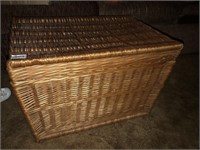 Wicker chest with VHS tapes inside