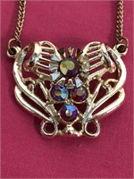 Vintage Necklace / Aurora Borealis Colored Stones