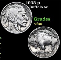 1935-p Buffalo Nickel 5c Grades vf++