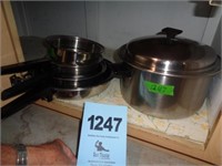 Flavorseal stainless cookware on shelf