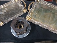 Vintage  silver and Gold leaf trays