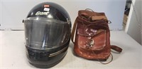 1 Motorcycle Helmet (XL) & Leather Bag