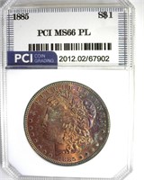 1885 Morgan MS66 PL LISTS $1000
