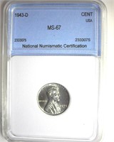 1943-D Cent MS67 LISTS $260
