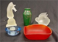 Two frosted glass animal figures
