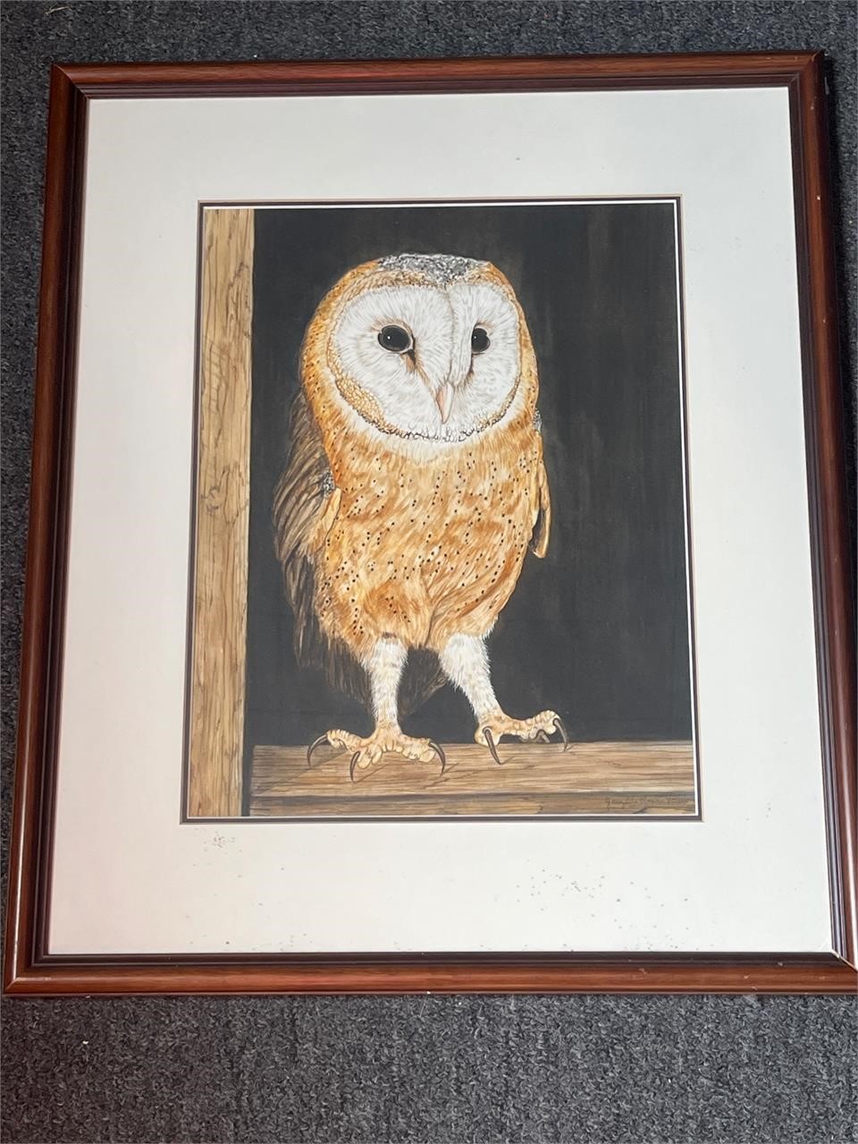 Signed owl painting