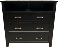 JC Penny Black Three Drawer Wood Dresser