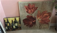 WALL ART- FLORAL AND WINE PRINTS ON CANVAS