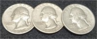 (3) XF Washington Silver Quarters: 1943-S, 1947-S,