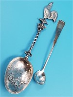 2 sterling silver spoons, 83.5 grams total