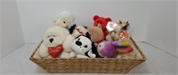 Baskets full of Ty beanie babies and other mini