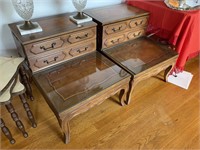 (2) MATCHING WOODEN END TABLES (23" X 31" X 24")