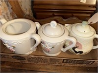 Set of 3 glass tea pots