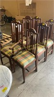 6 Oak dining chairs w/upholstered seats