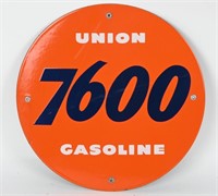 UNION 7600 PORCELAIN GAS PUMP PLATE SIGN