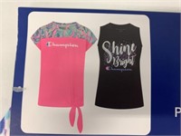 2 New Champion Girls Size 4 Tees Pink/Black