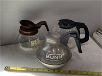 3 coffee carafes- 1 commercial Bunn, 1 GFS & 1