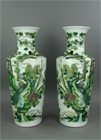 Pair Famille Verte Porcelain Vase Kangxi MK