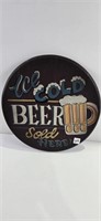 "Ice Cold Beer" Wooden 15" Sign