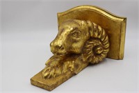 Large Ram Head Gold Gilt Bracket Shelf