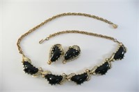 Coro Black Thermoset Necklace and Earrings