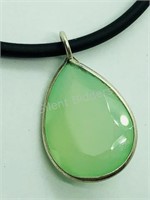 Sterling Silver, Green Chalcedony Pendant