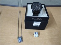 SARAH COVENTRY NECKLACE,BULOVA WATCH, SHOE PEN