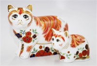 Royal Crown Derby Sugar cat & kitten paperweights