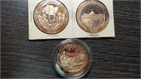 3 Franklin Mint Large Copper Metals
