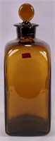 Amber bottle, square side with stopper, 4" square,