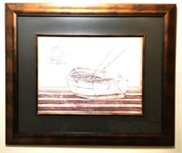 D. Pinto Plate Signed Sailboat Print