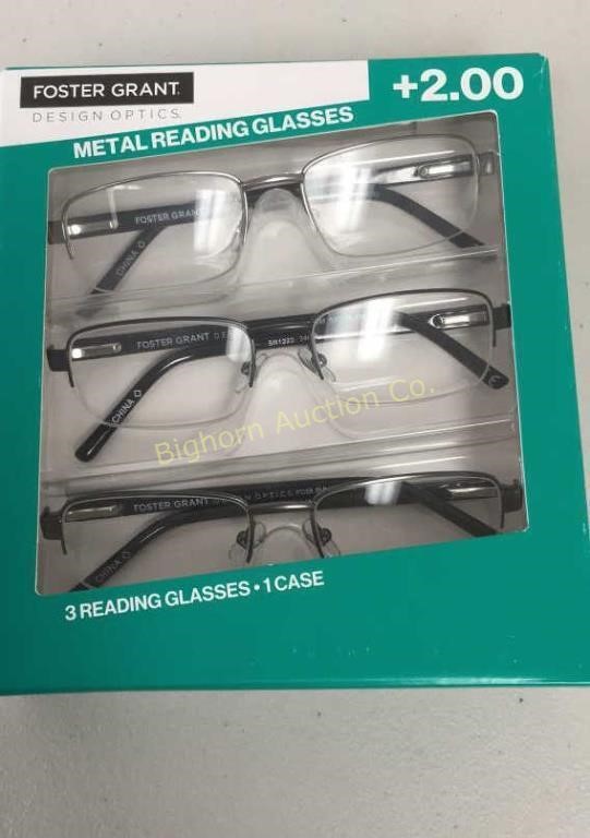 Foster Grant Reading Glasses +2.00, 3 Pc Lot