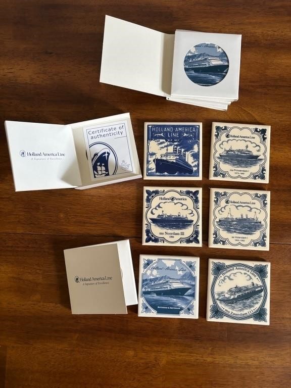 Collection of Holland America Delftware Ship Tiles