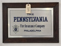 "PA Fire Insurance" Tin Sign in Wooden Frame