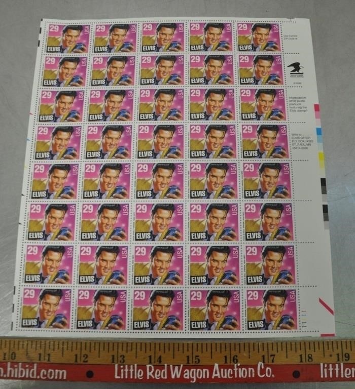 Sheet of Elvis stamps