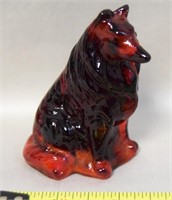 Vtg Mosser Oxblood Red Art Glass Collie Dog Figure