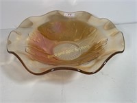 12 inch iridized iris and herringbone bowl