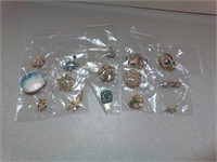 15 costume jewelry pins / brooches - jeweled,