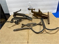 (2) Vintage Hand Saw Sharpening Bench Clamp more