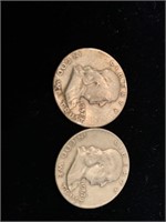 (2) 1957 FRANKLIN HALF DOLLARS