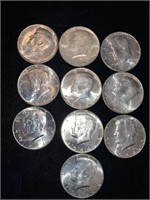 (10) 1964 KENNEDY HALF DOLLARS