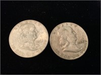 1960 & 1961 FRANKLIN HALF DOLLARS