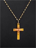 Black Hills Gold 10K Cross Pendant Necklace