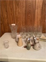 Glasses and vase