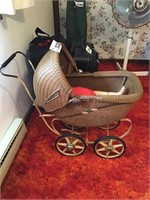 VINTAGE DOLL BUGGY, DOLL