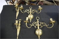 4 Brass candle wall sconces