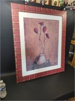 Large Floral Print in Painted Wood Frame